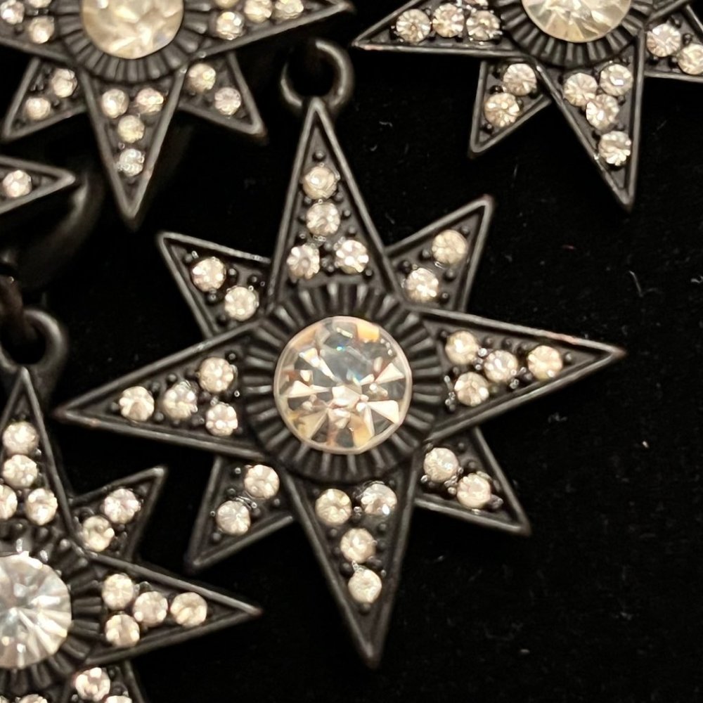 Black & Crystal-Star Necklace With Double -Strand… - image 6